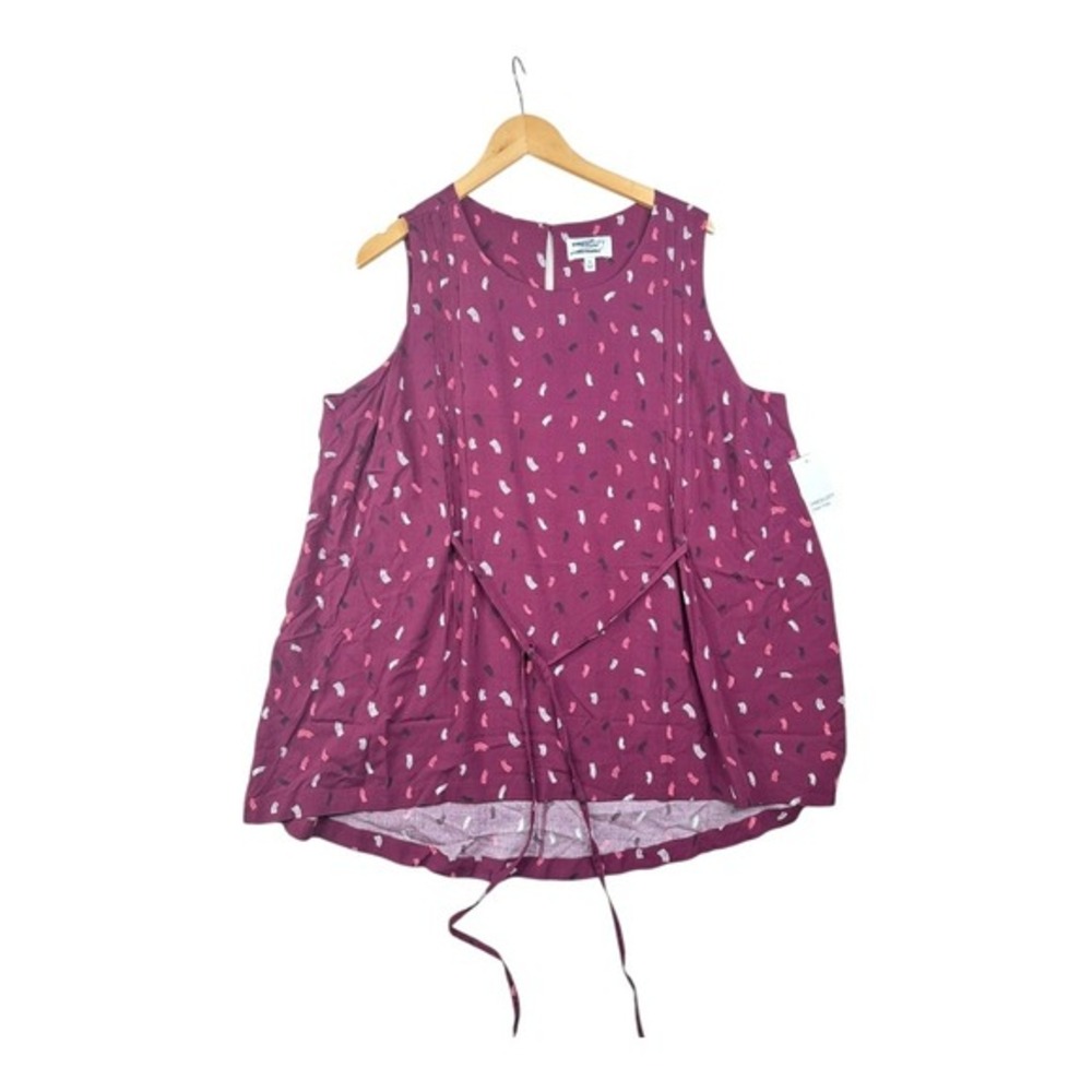 New Prescott & New York‎ Sleeveless Printed Blouse size 2X Maroon/Pink